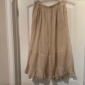 Jadeu Gypsy Elegant Beige cotton peekaboo Womens Skirt/pants.Lost wt Never worn.